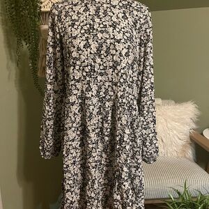 Floral Black and White Women's Dress